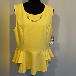NWT Thalia Sodi Yellow Peplum Sleeveless Top Size XL